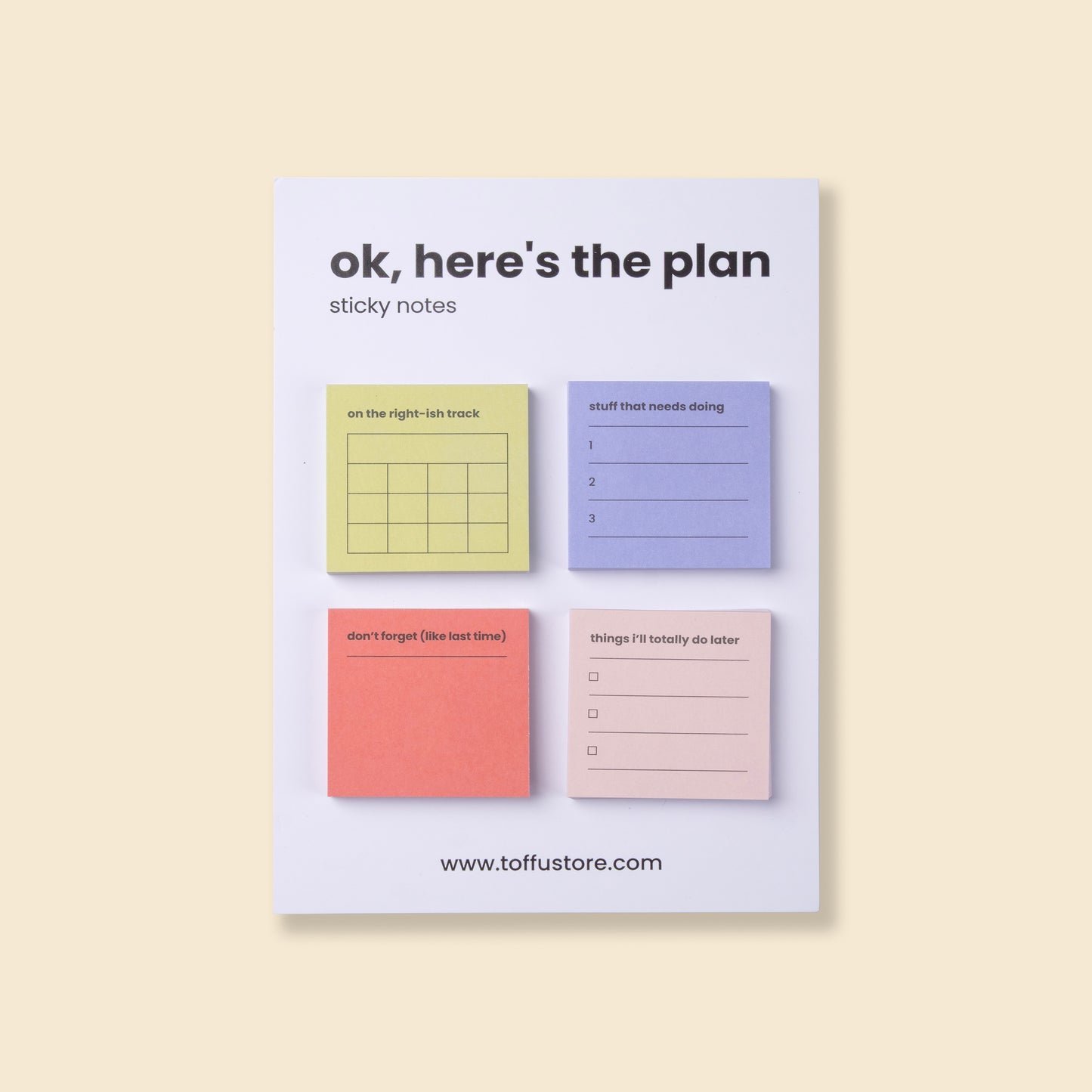 Ok, Here’s the Plan – Square Sticky Notes Set (4-Pack)